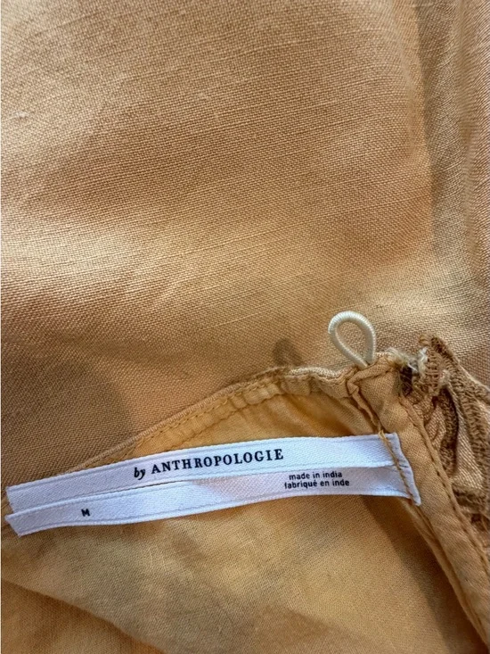 Anthropologie Embroidered Flutter-Sleeve Top in Mustard - Picture 3 of 3